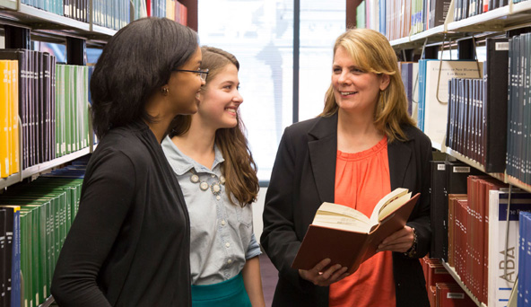 students in the library